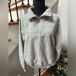 Gray Quarter-Zip Men's Pullover Vintage Cozy Sweater
